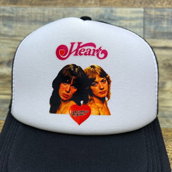 Heart Rock And Roll Unisex Trucker Hat Black Snapback Crazy On You Baseball Cap - Picture 2 of 7